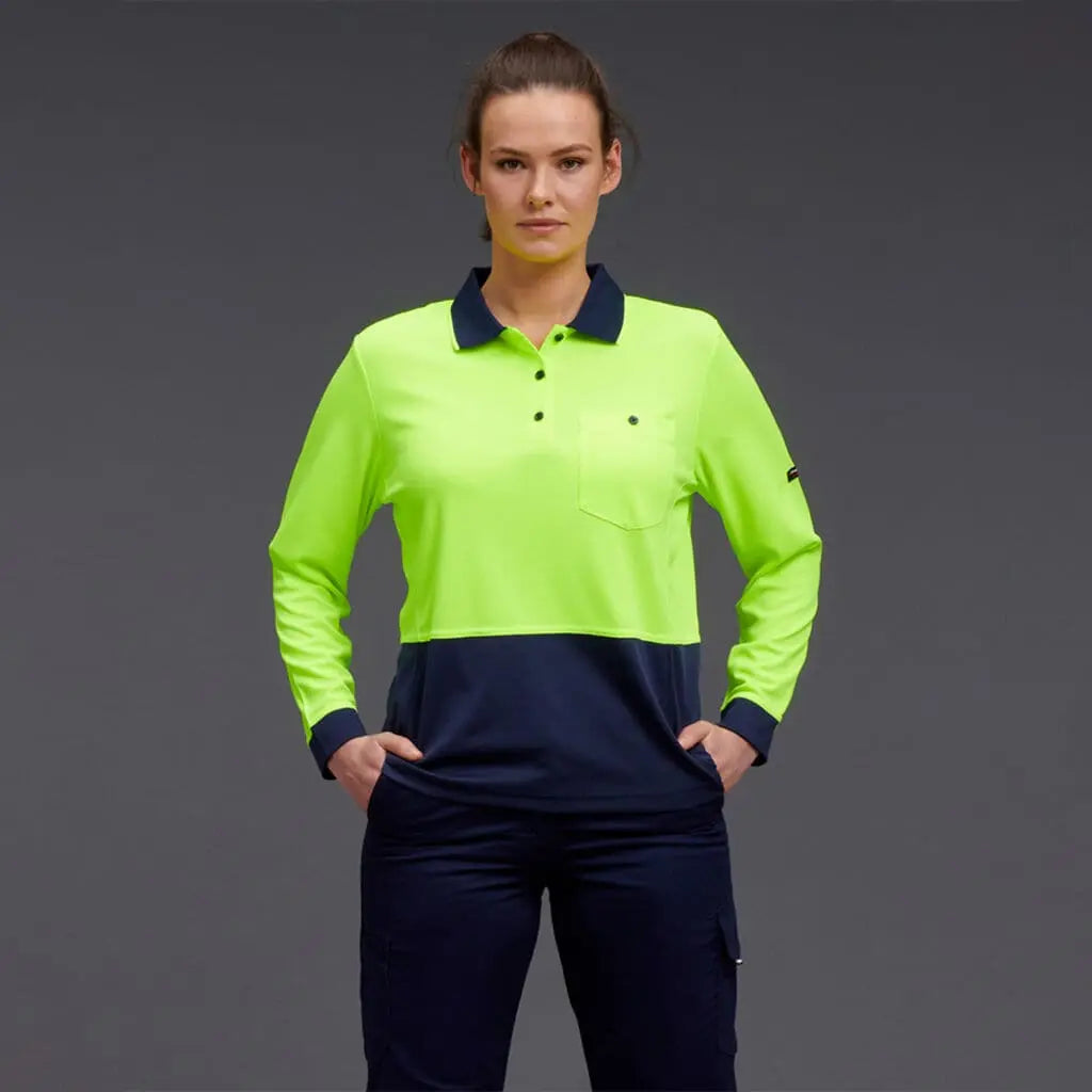 KingGee Women's HyperFreeze Spliced Long Sleeve Work Polo Shirt K44730 KingGee